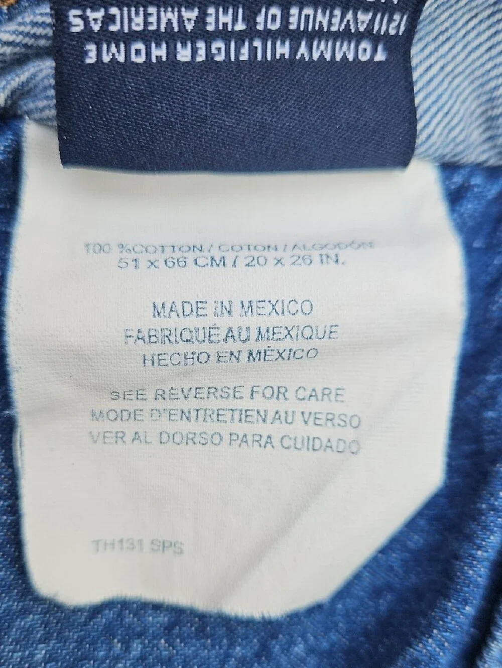 Vintage Y2K 2 Pc Set Tommy Hilfiger Blue Denim Patchwork  Pillow Cases Covers